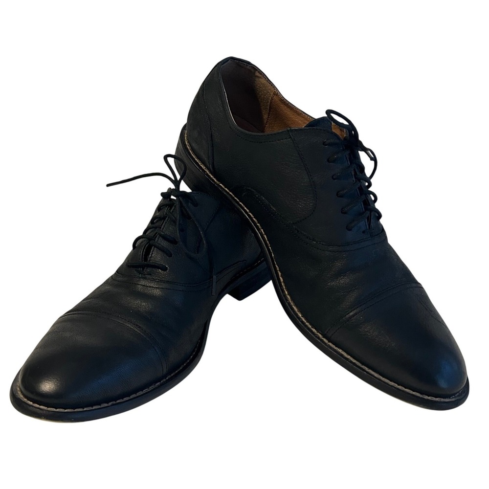 Joseph Abboud Black Leather Oxford Cap-Toe Mens Dress Shoe Size‎ 10
